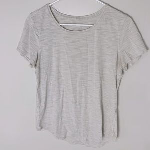 Lululemon tshirt white with gray stripes size 10